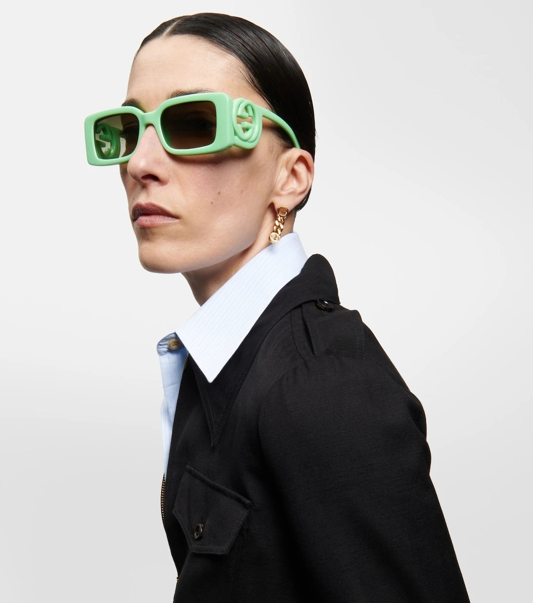 Gucci - نظارة شمسية مستطيلة GG