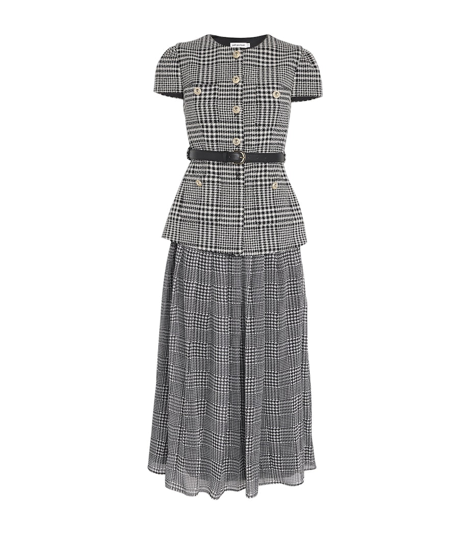 Self-Portrait Multi Houndstooth Tailored Midi Dress