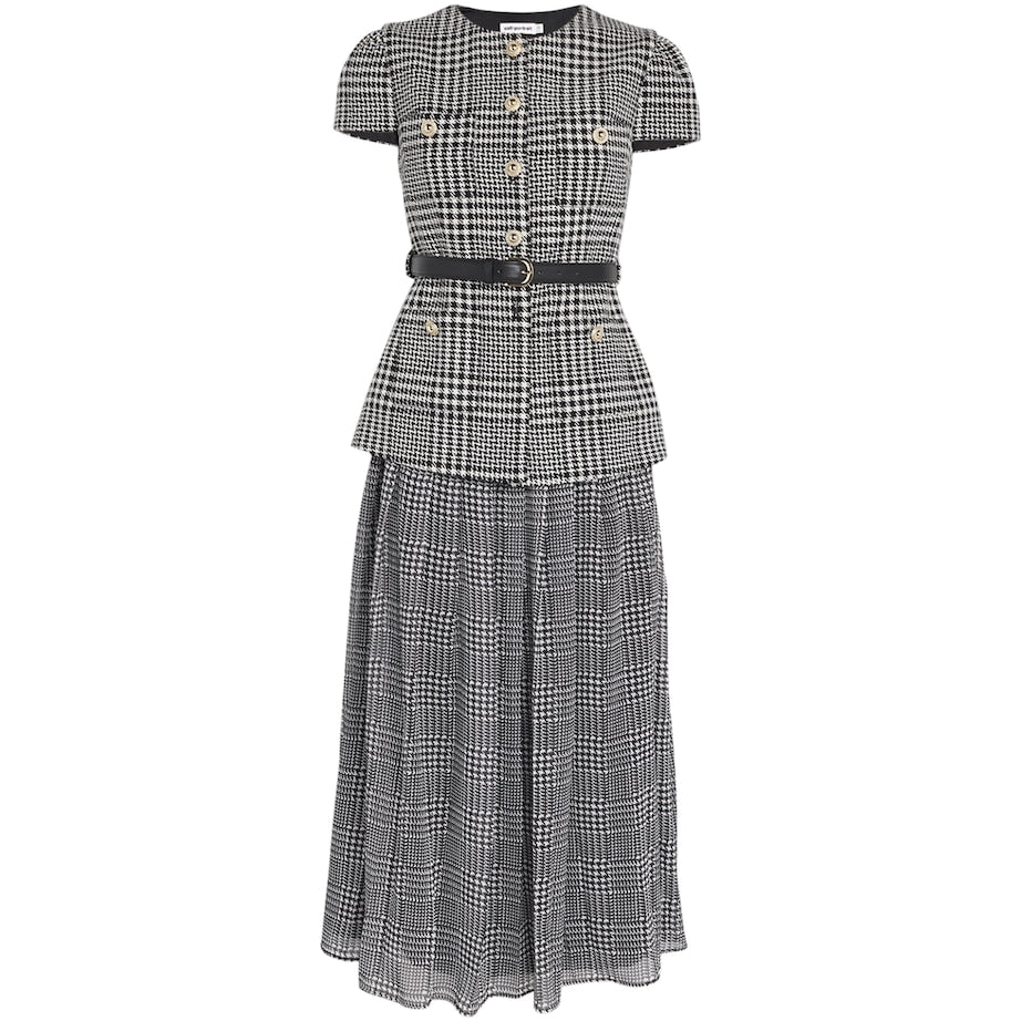 Multi Houndstooth Tailored Midi Dress
