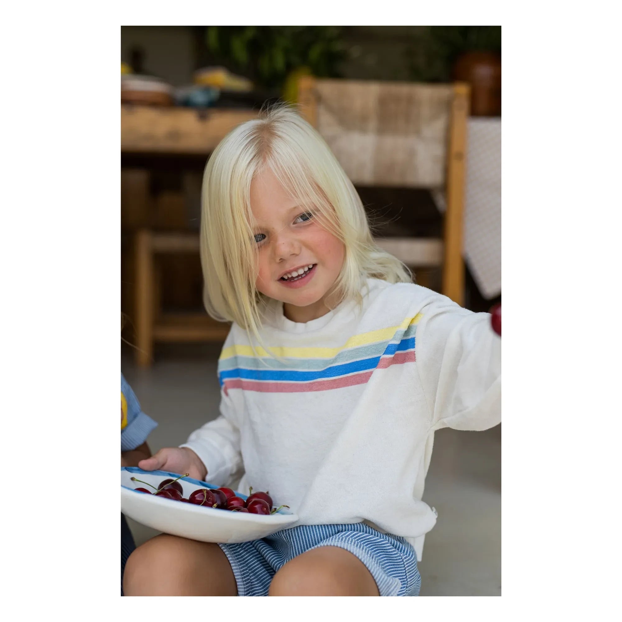 1+ in the family - Santanyi Striped Terry Sweat Top | White