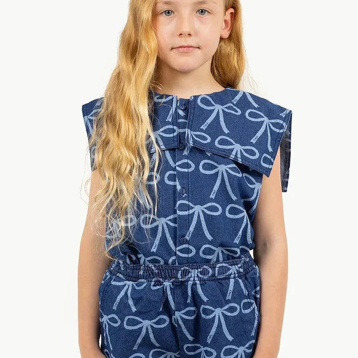 Детска блуза от деним Tinycottons BOWS BLOUSE