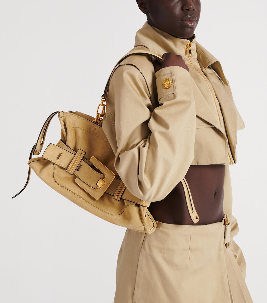 Balmain Small Suede Anthem Shoulder Bag