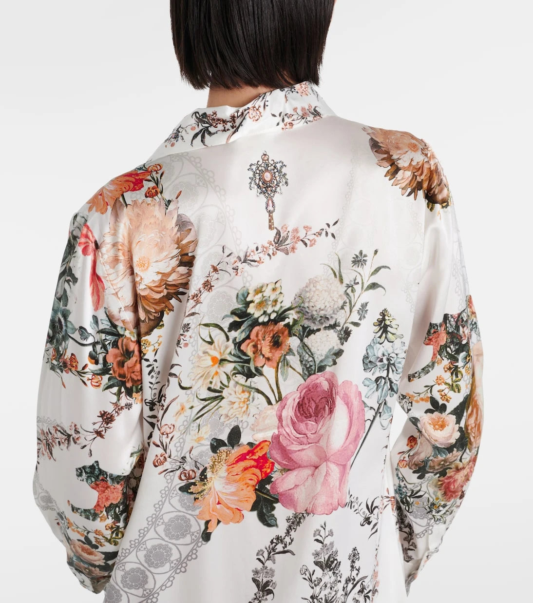 Camilla - Floral silk satin shirt dress