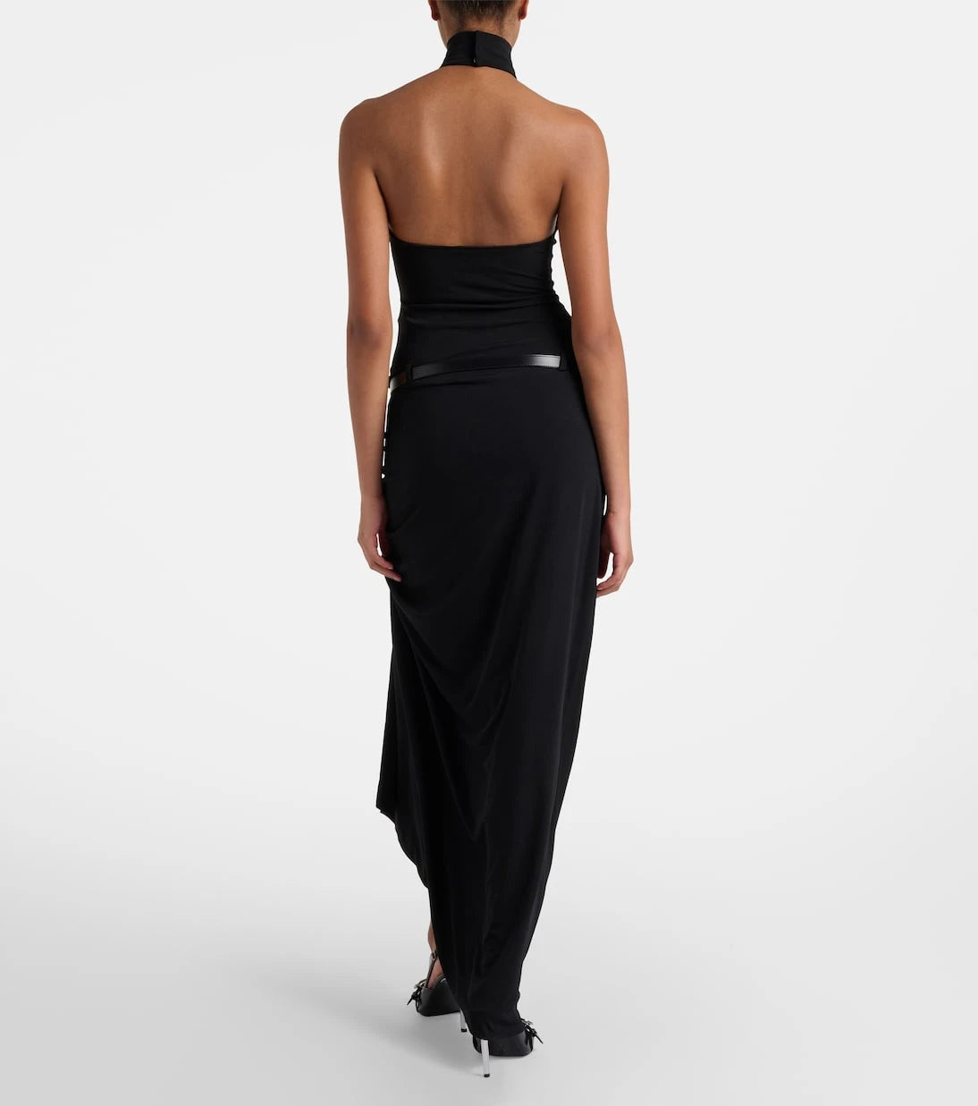 Coperni - Belted asymmetric draped halterneck maxi dress