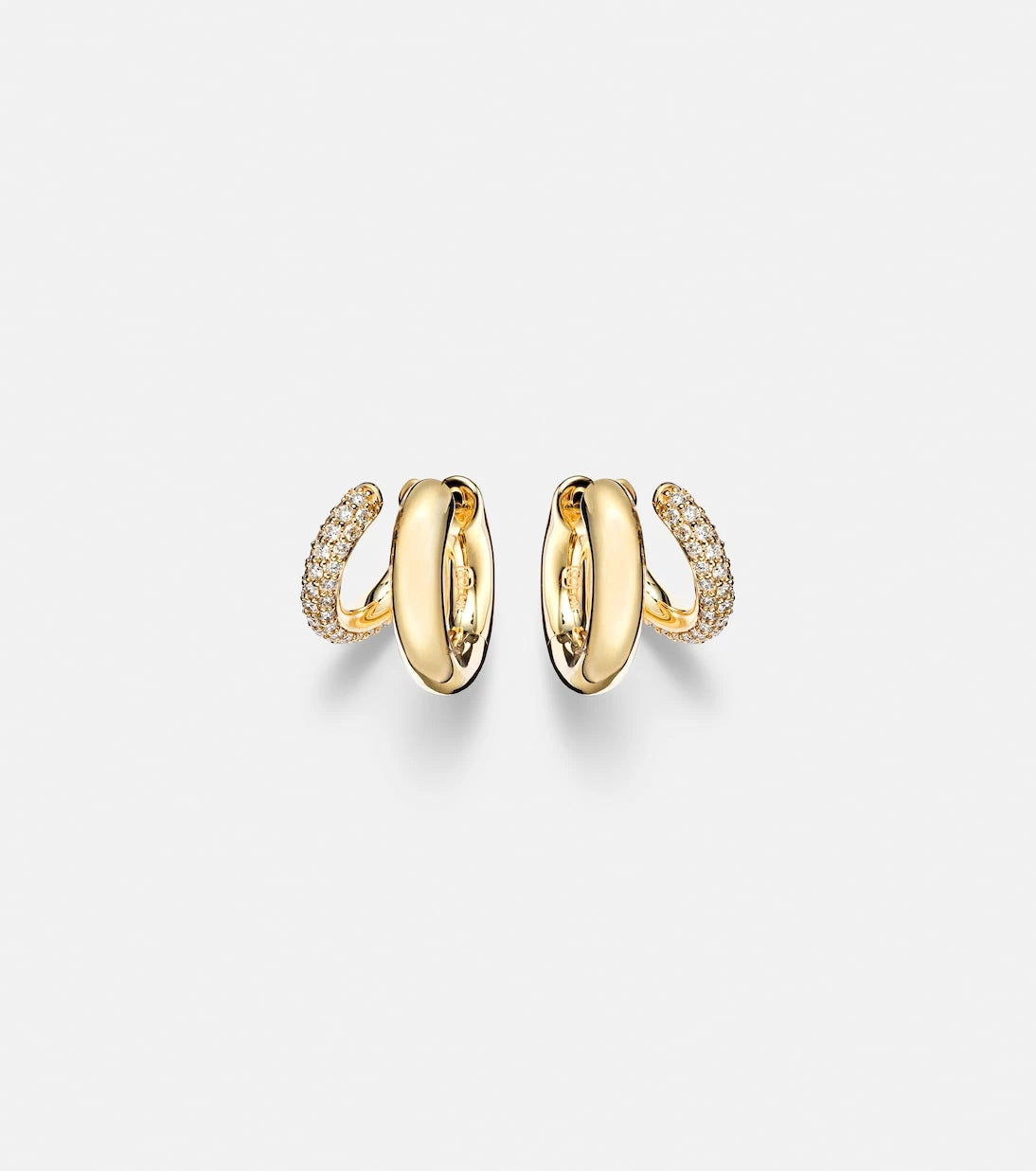 Sydney Evan - Tri-Link 14kt gold huggie earrings with diamonds