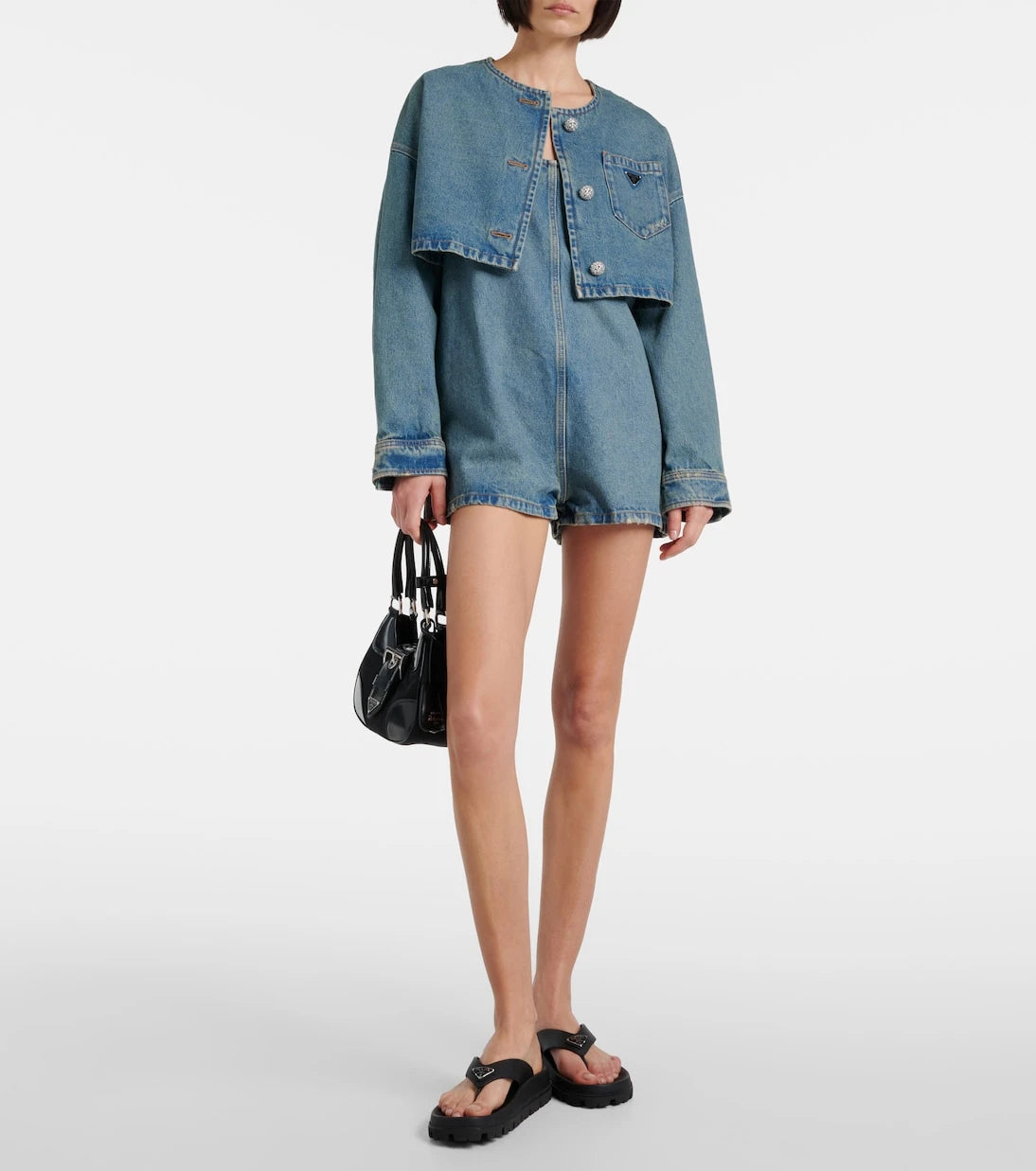 Prada - صندل فينيل Soft Cage بنمط ثونغ