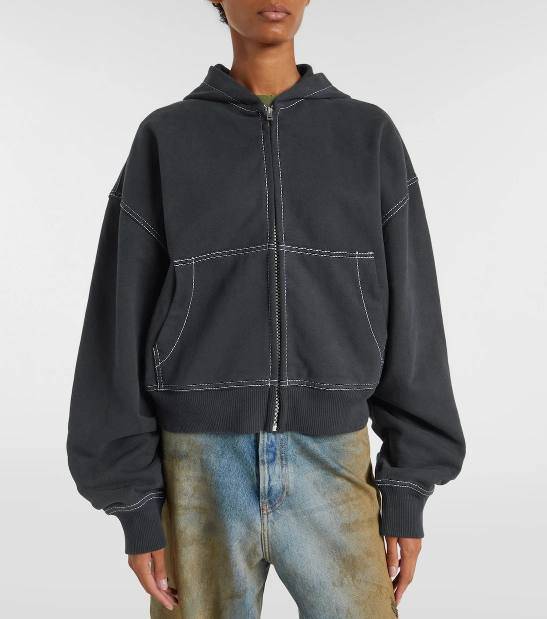 Acne Studios - Logo cotton fleece zip-up sweatshirt