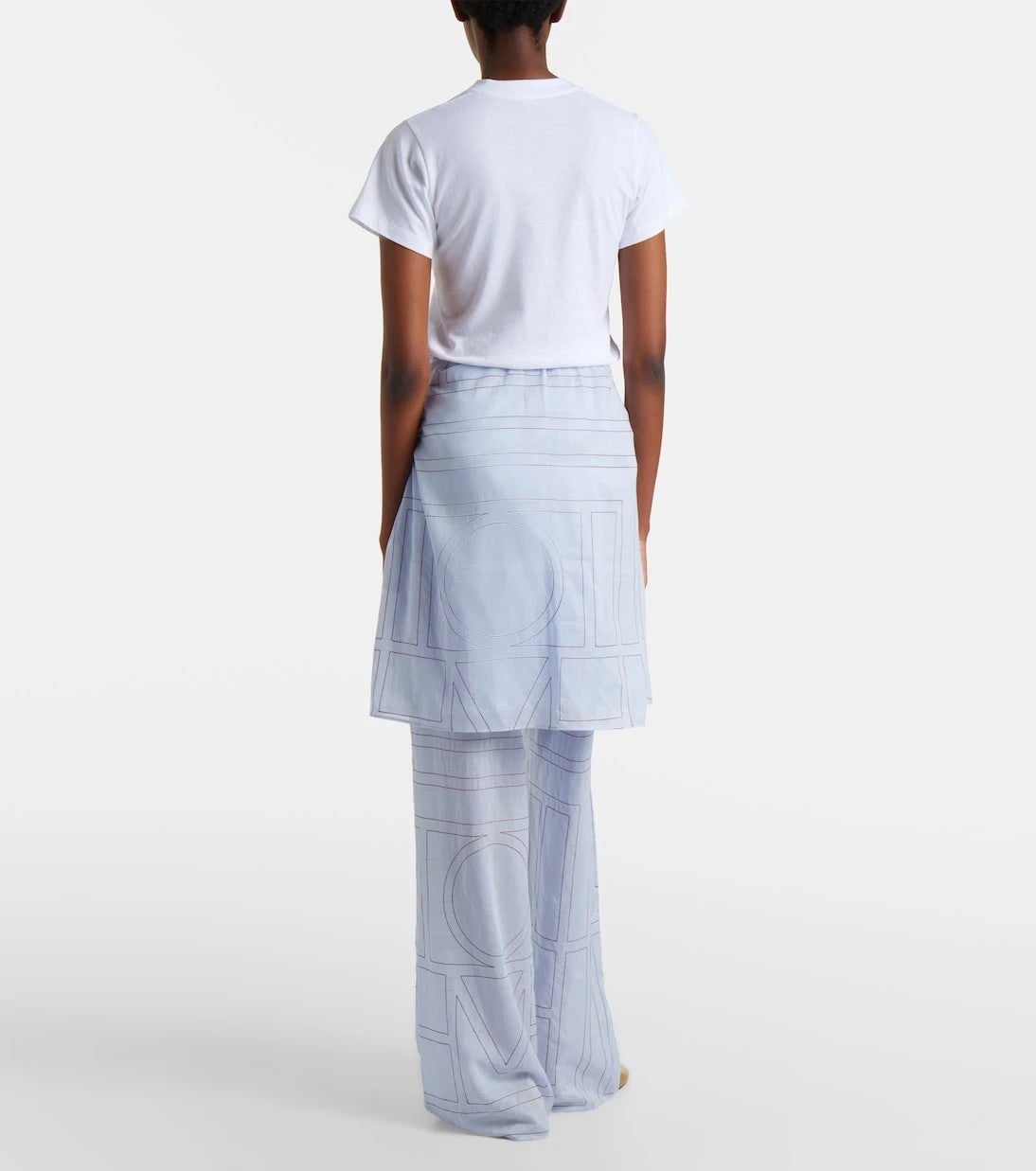 Toteme - Embroidered cotton-blend poplin pajama pants