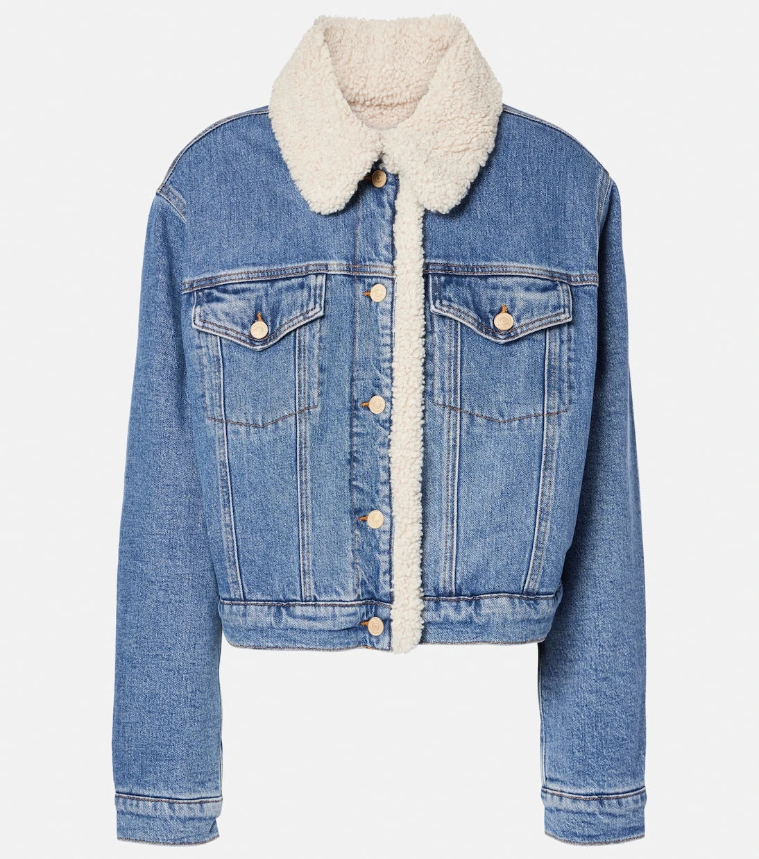 7 For All Mankind - جاكيت دنيم تيدي بقصة ضيقة