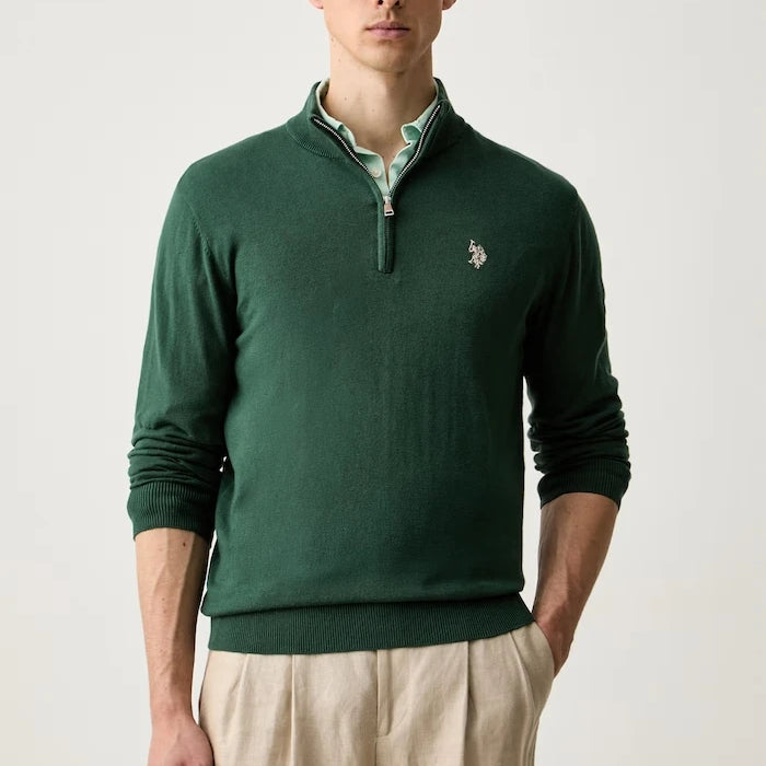 U.S. Polo Assn. Erkek Pamuklu Rich Funnel 1/4 Zip Kazak