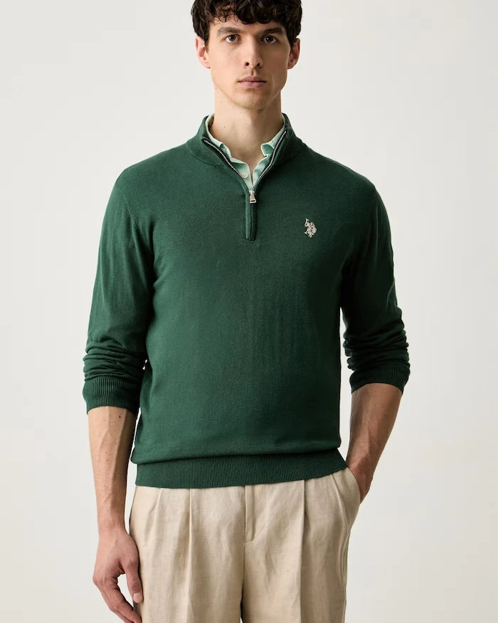 U.S. Polo Assn. Erkek Pamuklu Rich Funnel 1/4 Zip Kazak