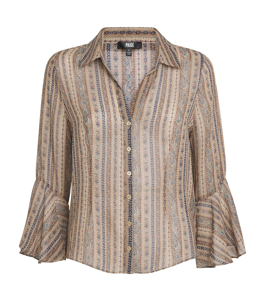 PAIGE Brown Silk Jasmeet Blouse