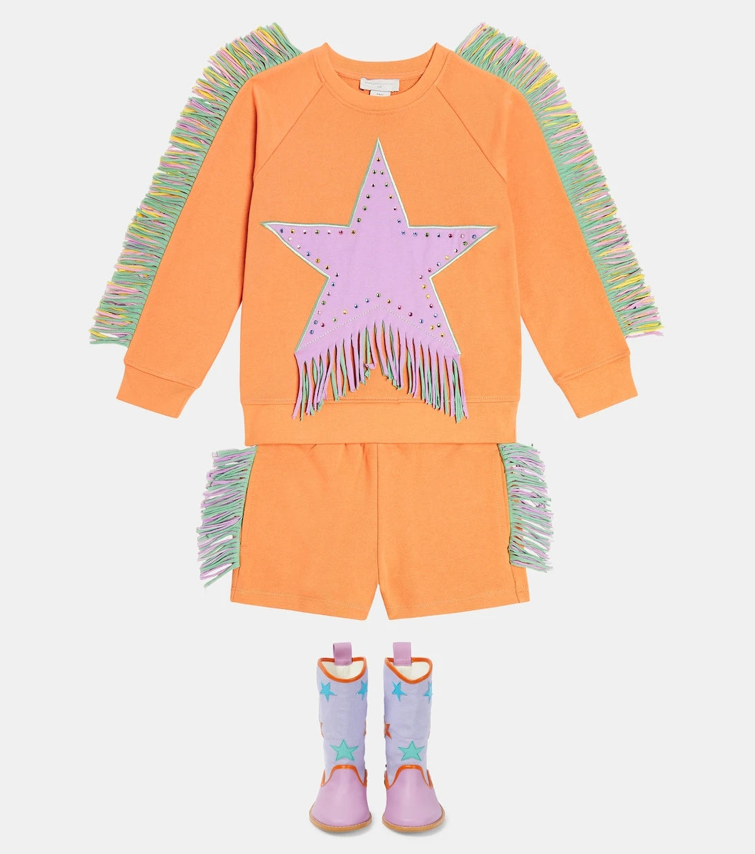 Stella McCartney Kids - Fringed cotton jersey sweatshirt