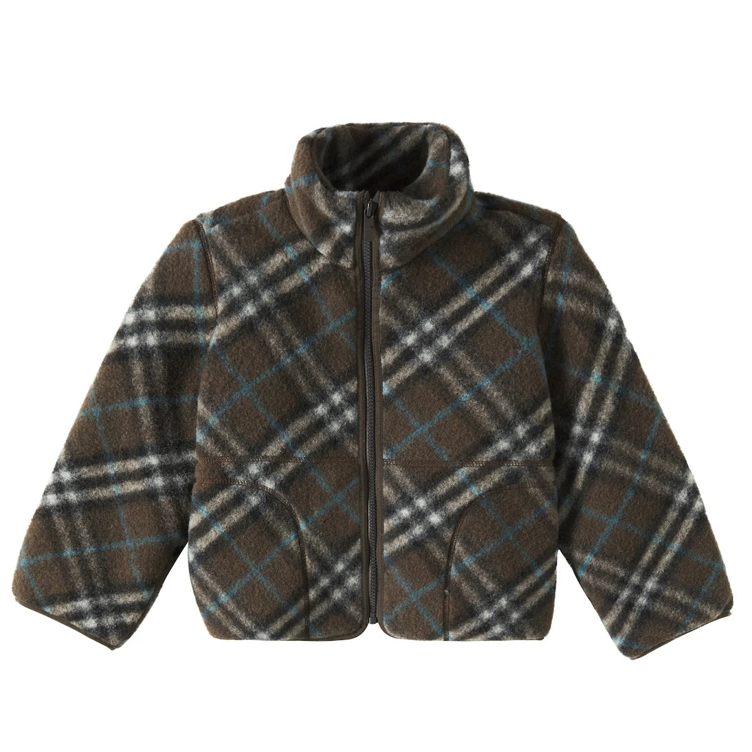 Burberry Kids - جاكيت بربري كاروهات من الصوف المخلوط