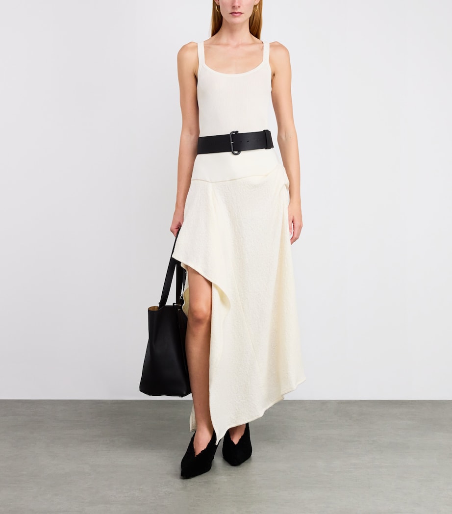 Max Mara White Cotton-Blend Ribbed Tank Top