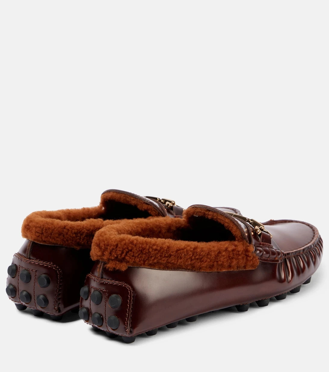 Tod's - Shearling-trimmed leather loafers