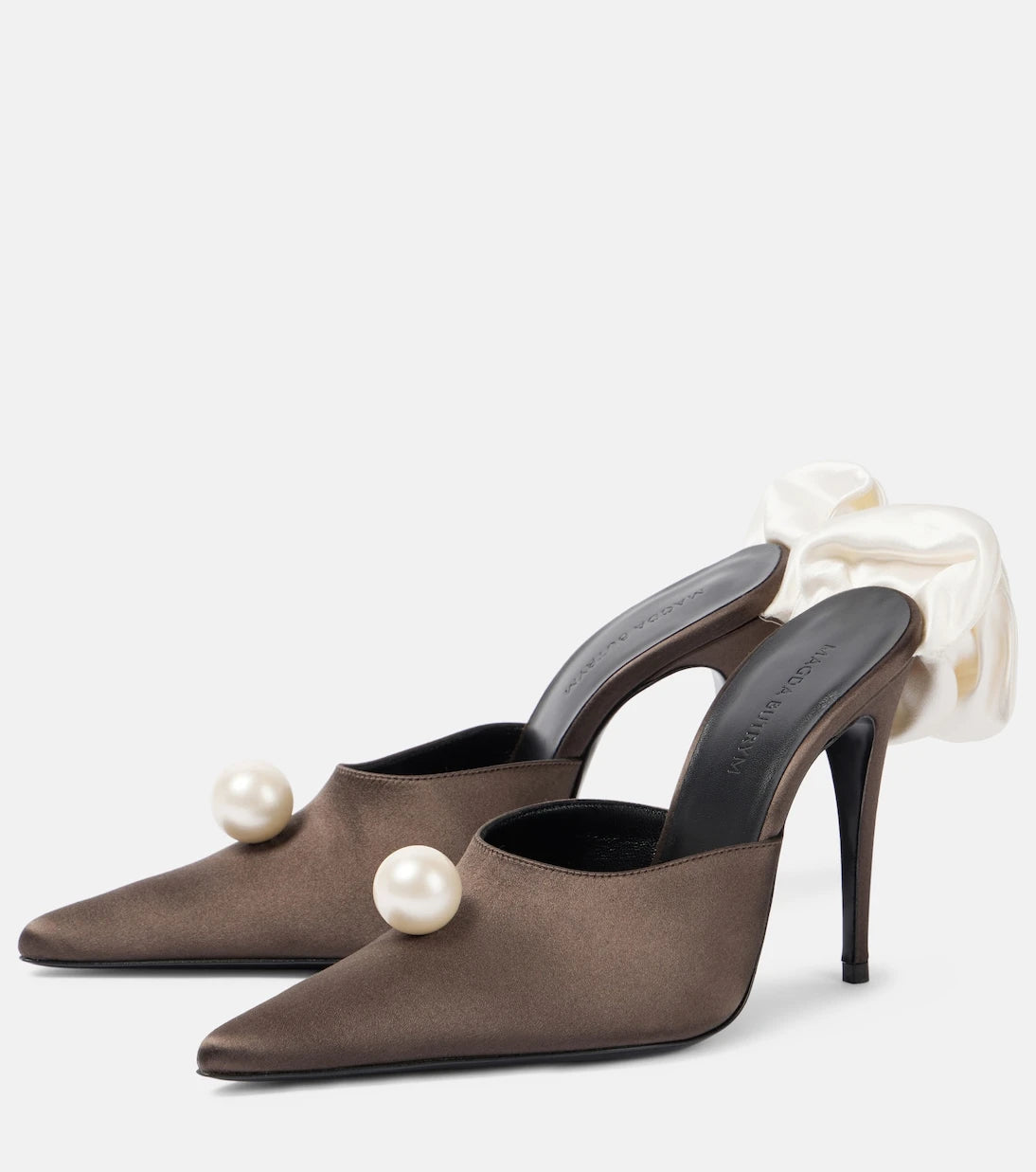 Magda Butrym - Floral-appliqué satin mules