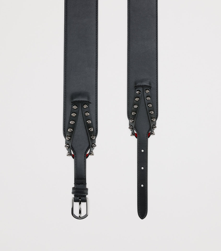 Black Cabata Embellished Leather Belt