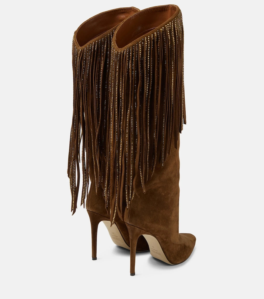 Paris Texas - Fringed embellished suede knee-high boots
