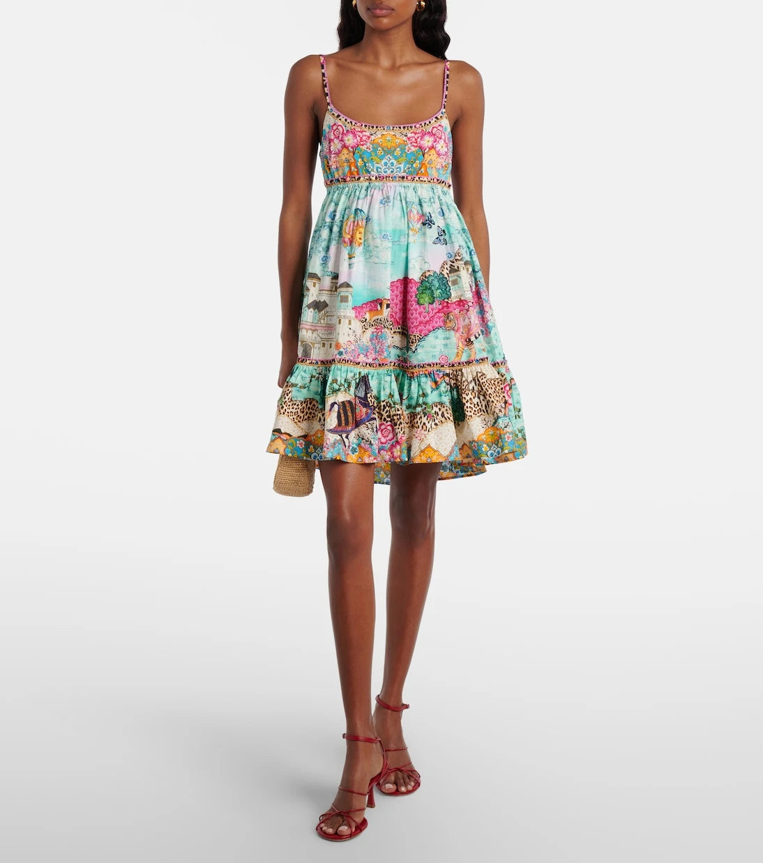 Camilla - Gathered printed cotton minidress