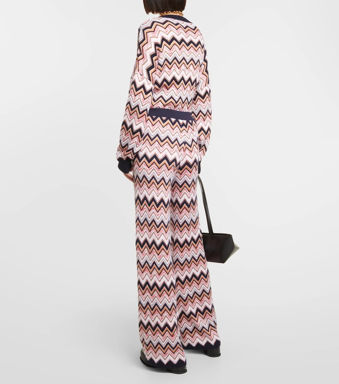 Missoni - بنطلون واسع الساقين وخصر عالٍ بنمط الزجزاج