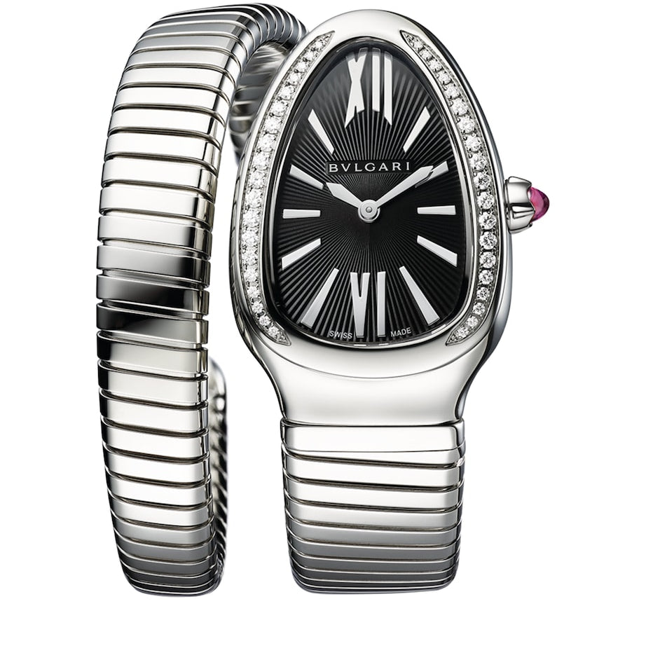 Stainless Steel and Diamond Serpenti Tubogas Watch 35mm