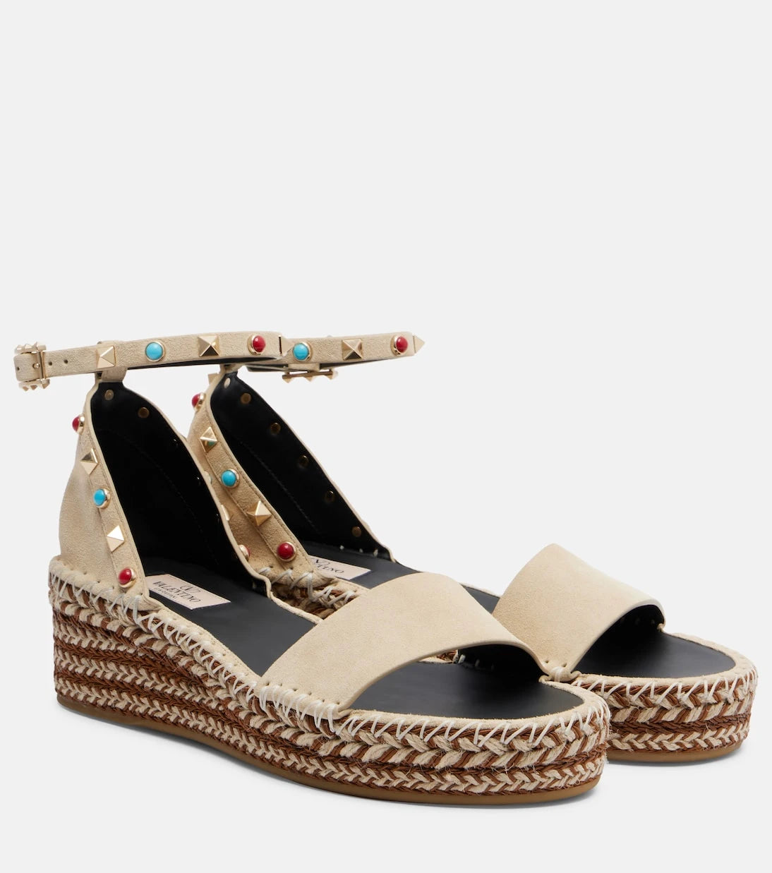 Valentino Garavani - Rockstud suede espadrille sandals