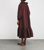 Patou Burgundy Ruffle-Hem Midi Dress