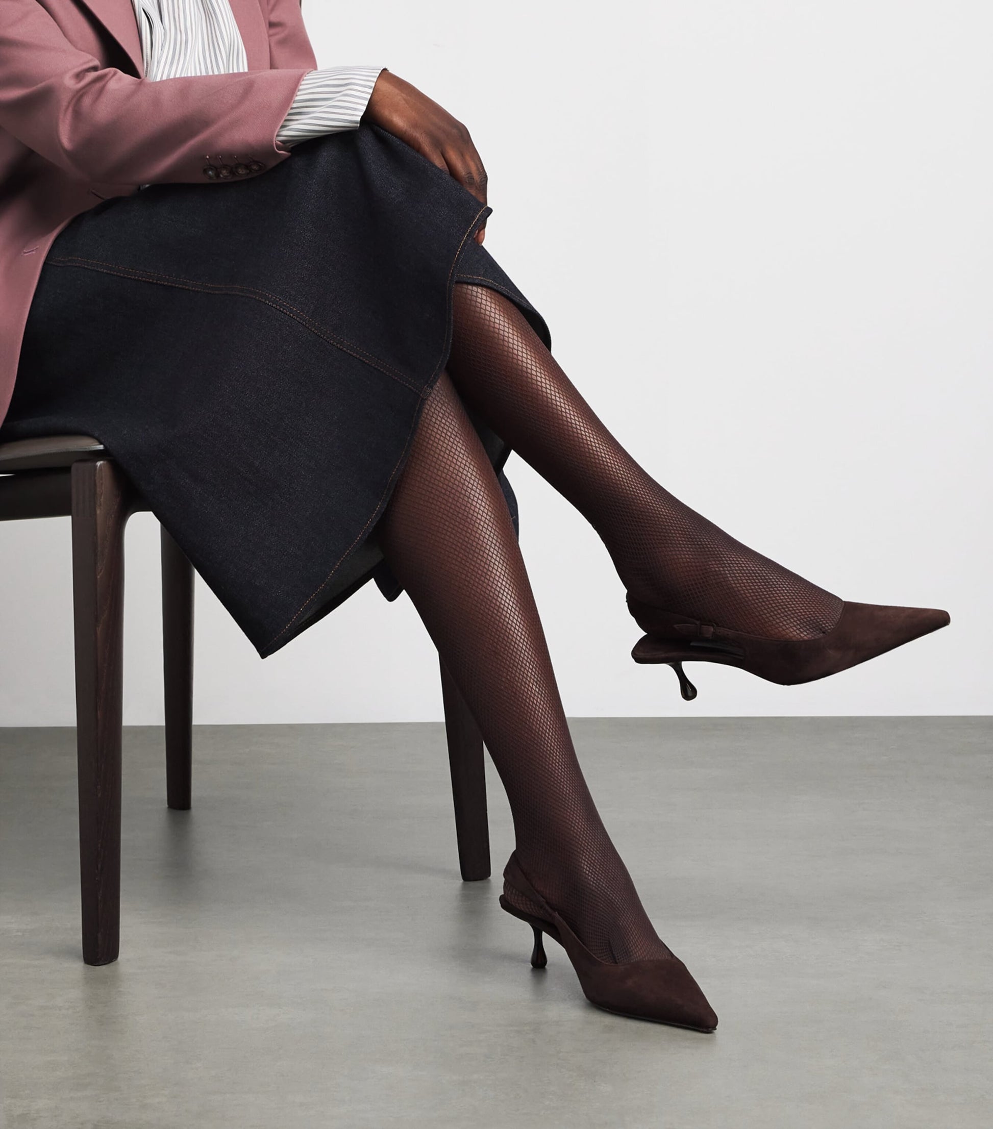 Wolford Brown Twenties Econyl Fishnet Tights