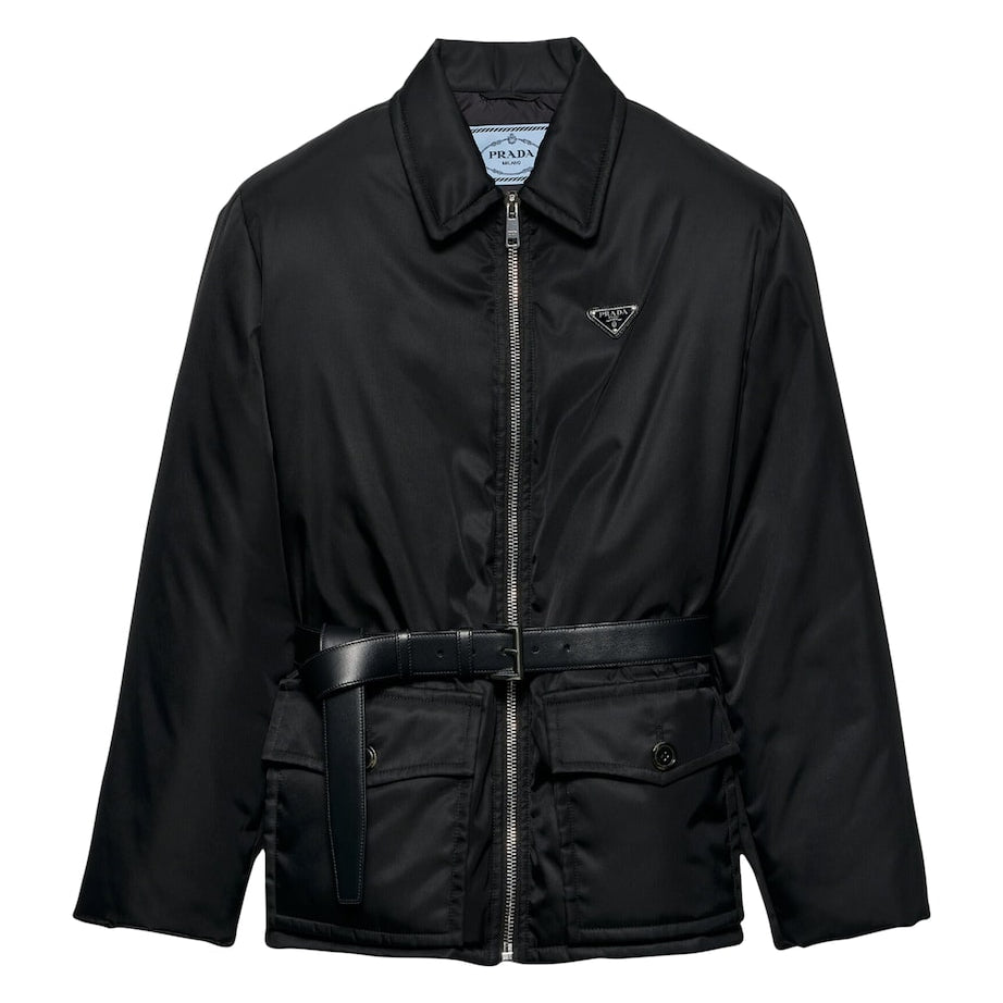 Prada Black Re-Nylon Down Belted Jacket