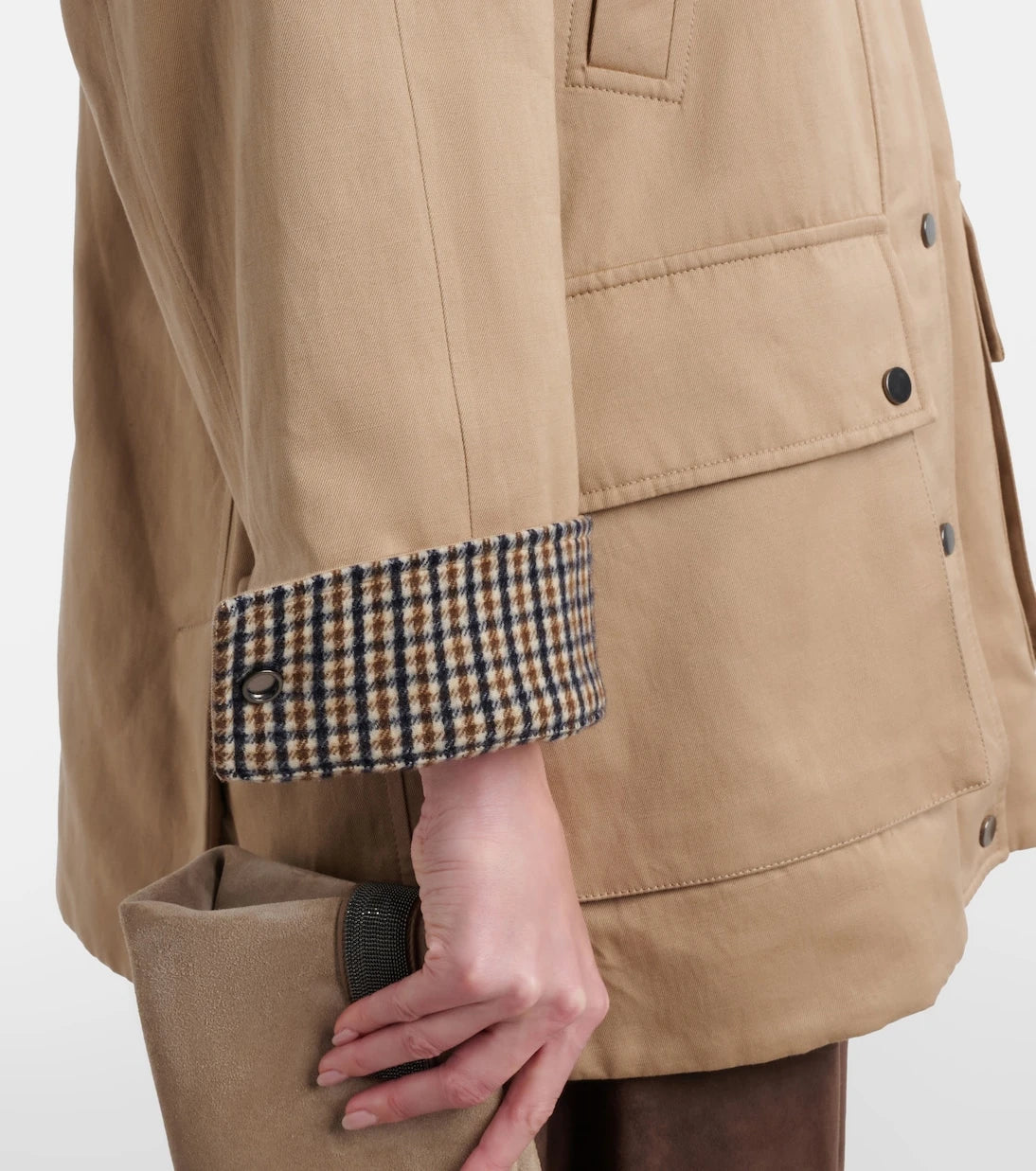 Brunello Cucinelli - Leather-trimmed cotton and linen jacket