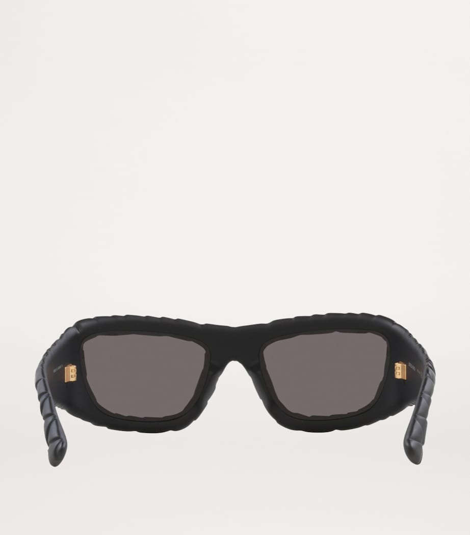 Black BV1303S Intrecciato Rectangular Sunglasses
