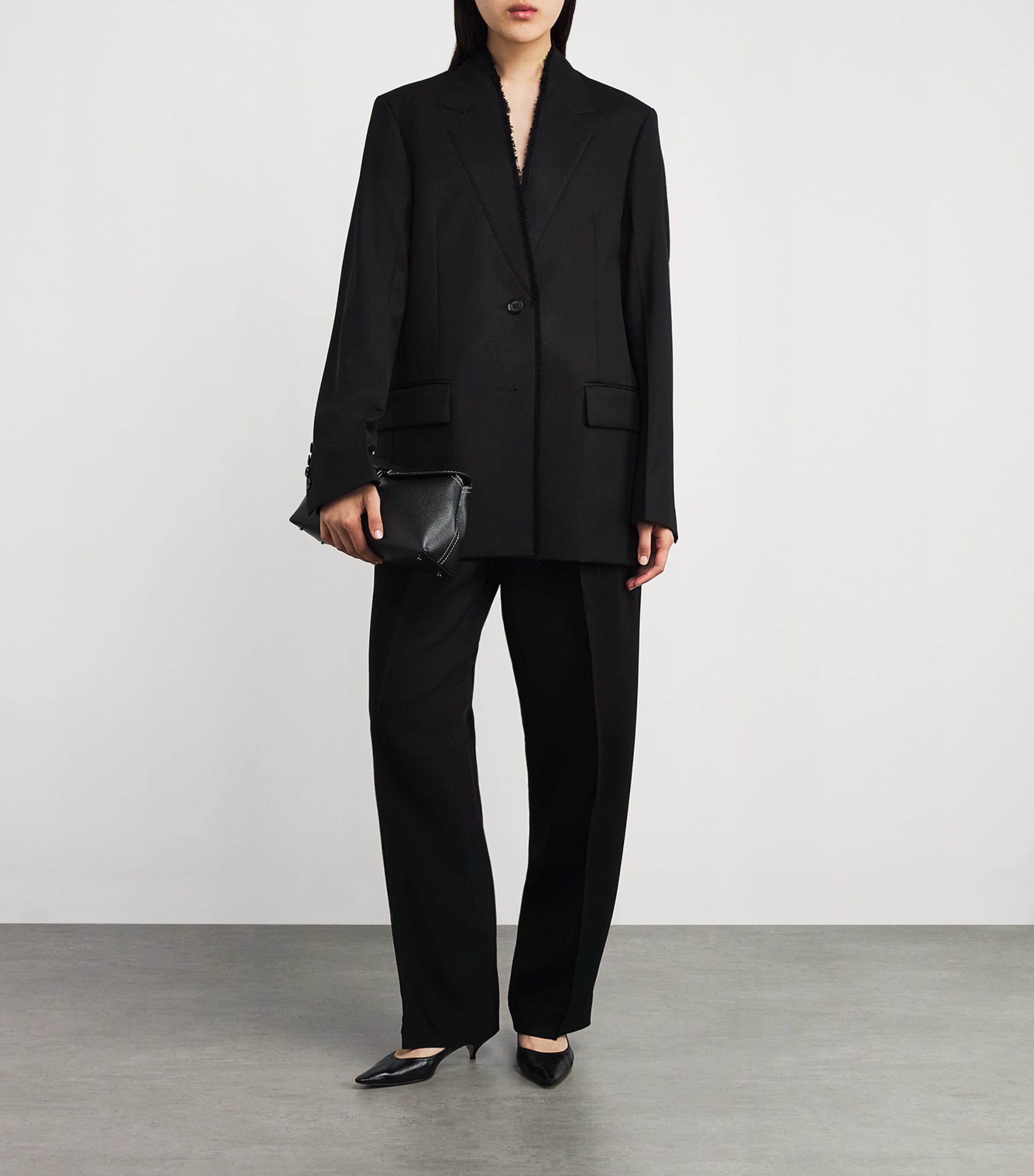 Toteme Black Wool Raw-Lapel Blazer