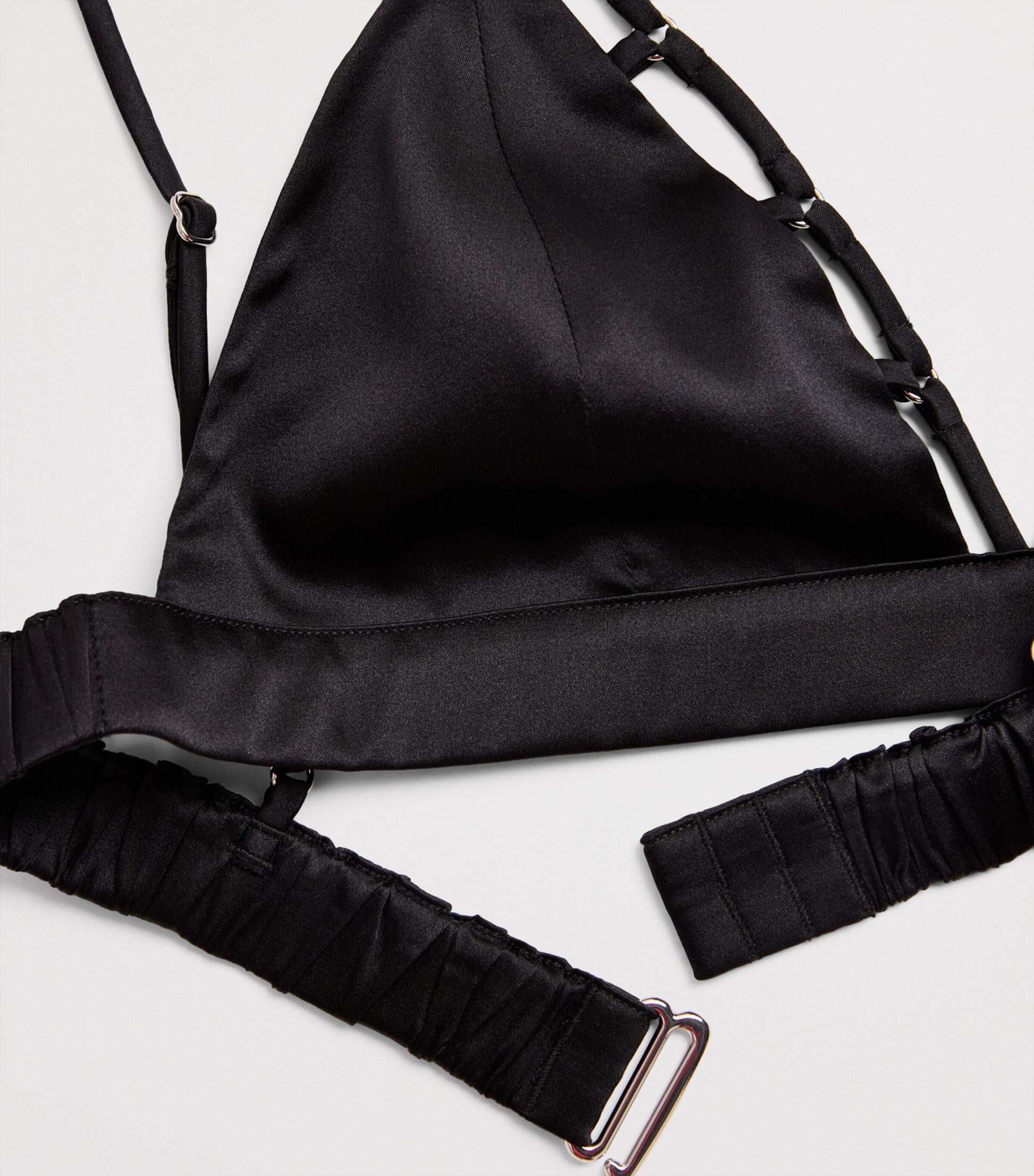 Fleur Du Mal Black Stretch-Silk Luxe Triangle Bra