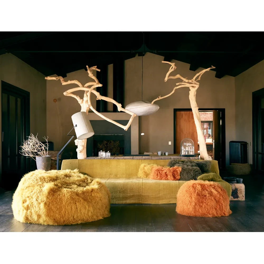 Maison de Vacances - Tibetan Goatskin Cushion | Ochre