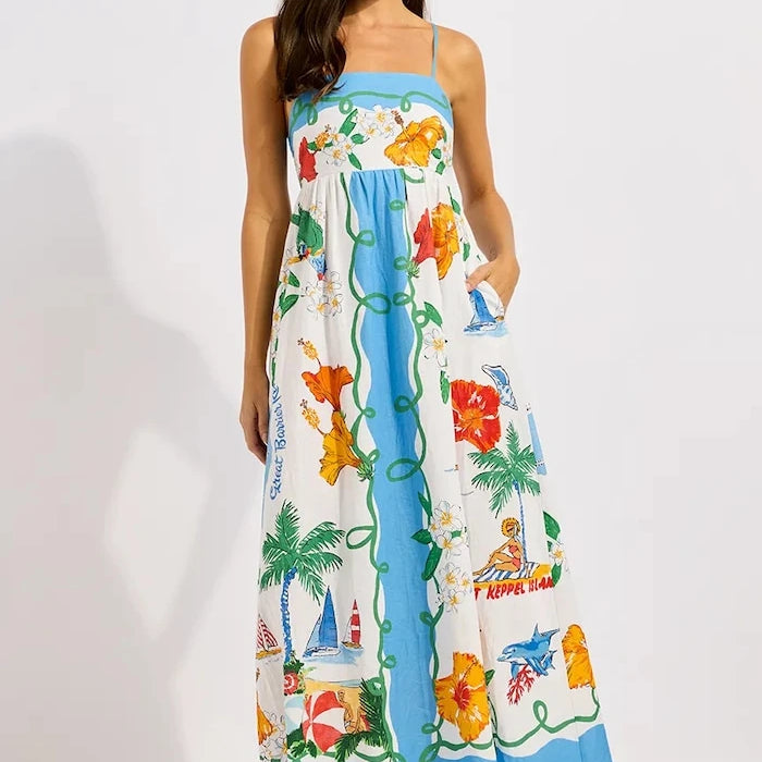 Seafolly лятна рокля с лен Maxi