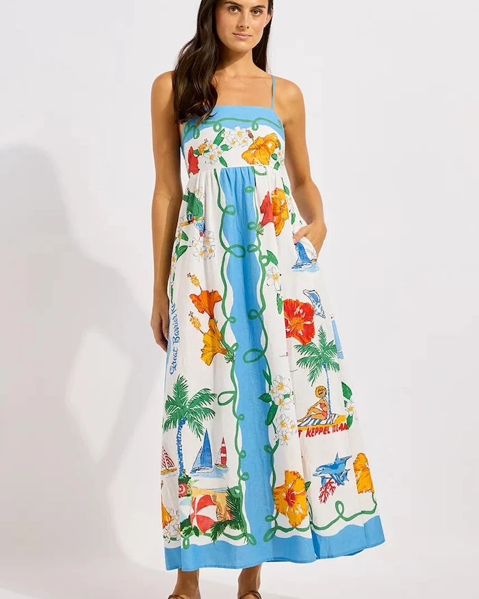 Seafolly yazlık keten maxi elbise
