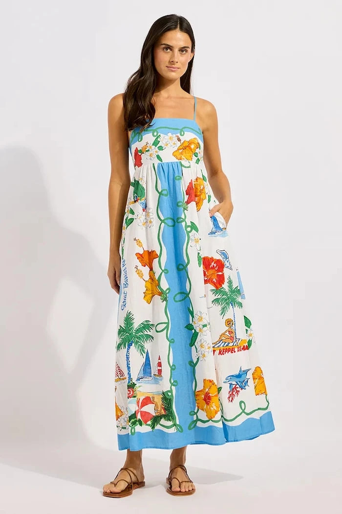 Seafolly лятна рокля с лен Maxi