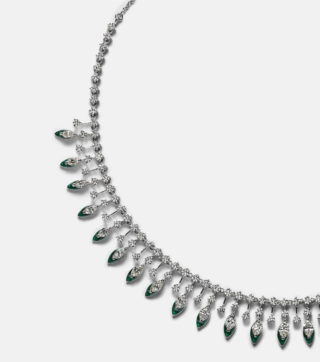 Kamyen - Drop 18kt white gold and enamel choker with diamonds