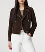 AllSaints Brown Suede Dalby Biker Jacket