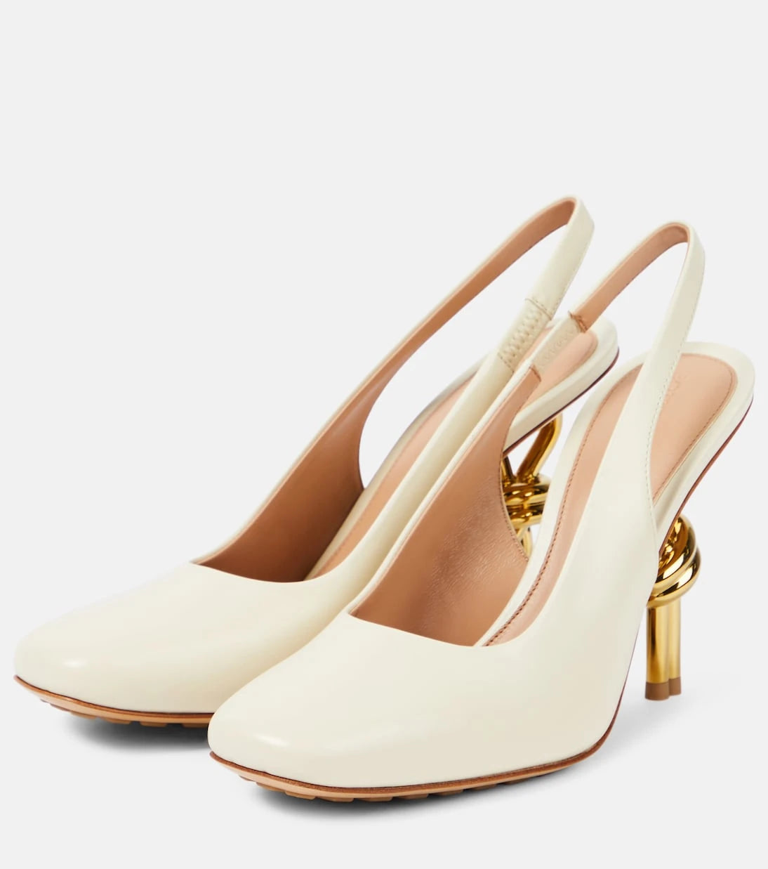 Bottega Veneta - Knot leather slingback pumps