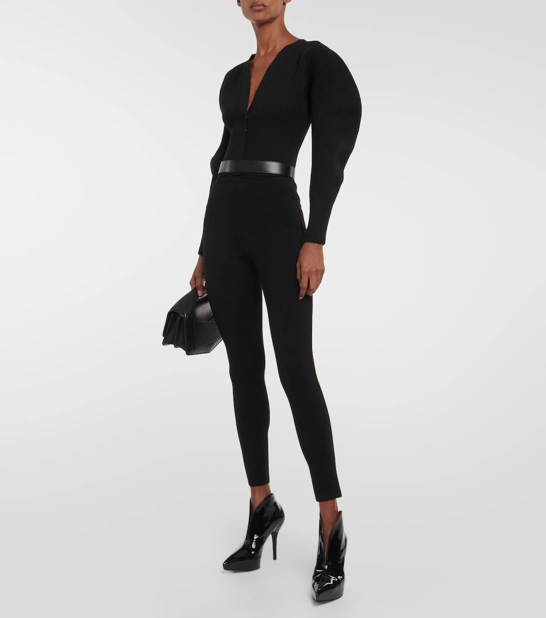 Alaïa - بوت جزمة كاحل جلد لامع ناعم