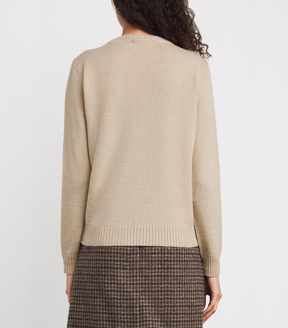 Weekend Max Mara Beige Jacquard Dog Sweater