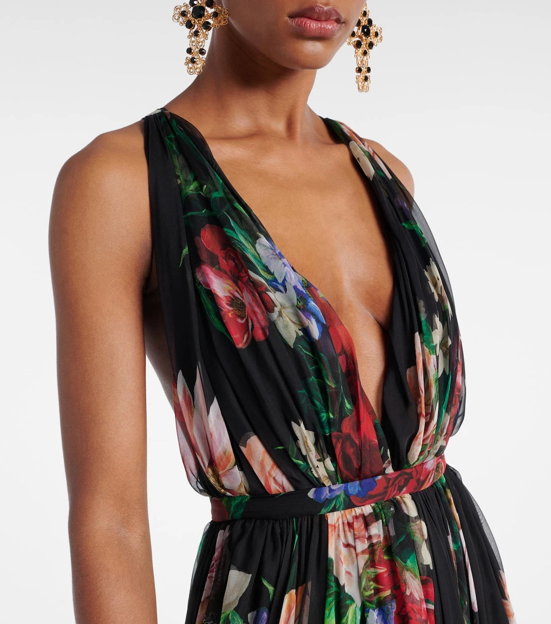 Dolce&Gabbana - Floral pleated silk chiffon gown