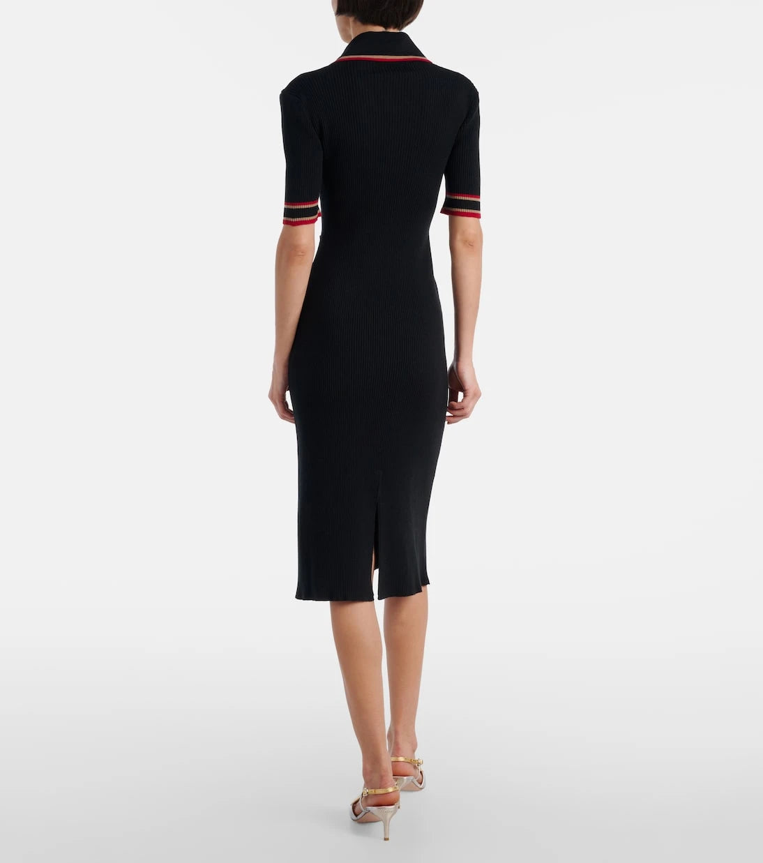 Alessandra Rich - Ribbed-knit virgin wool polo dress