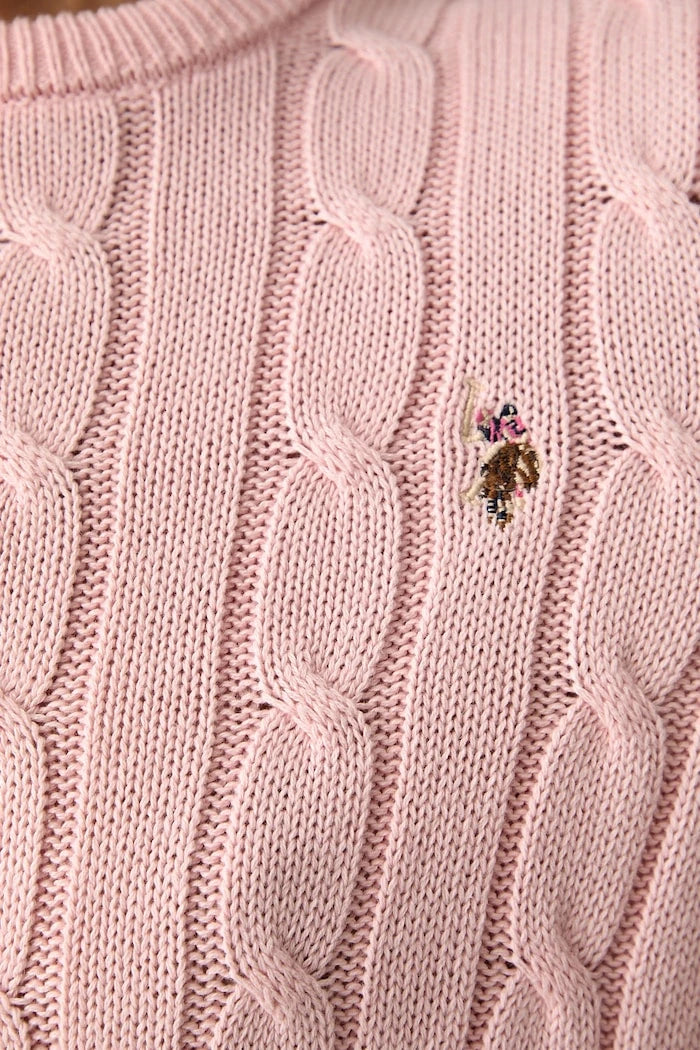 U.S. Polo Assn. Kadın Pamuklu Kazak CREW NECK CABLE