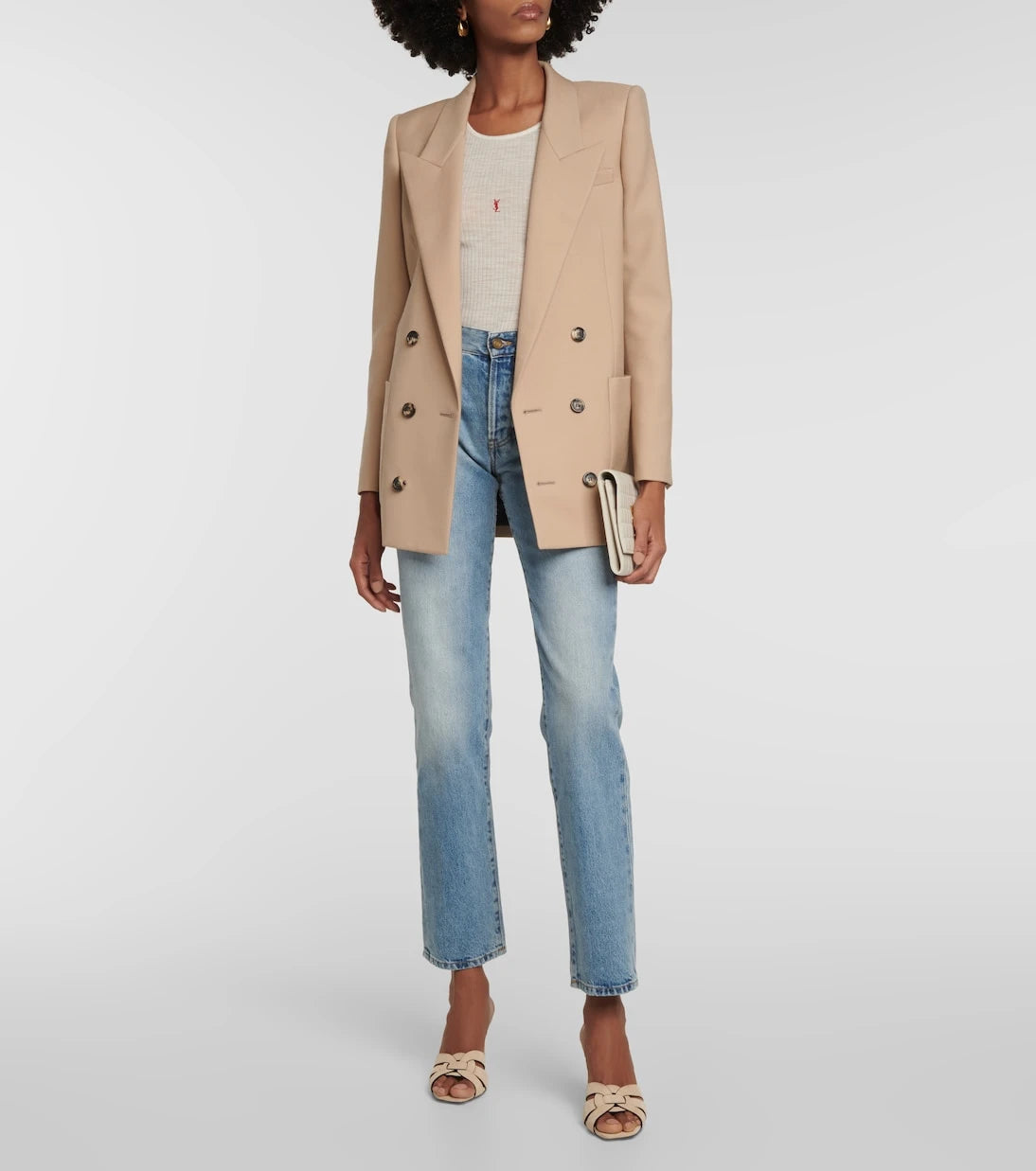 Saint Laurent - سترة كاساندر بلا أكمام من صوف محبوك مضلع
