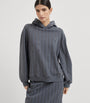 Grey Cotton Sequin-Stripe Hoodie
