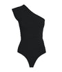 Rib-Knit Asymmetric Bodysuit BLACK