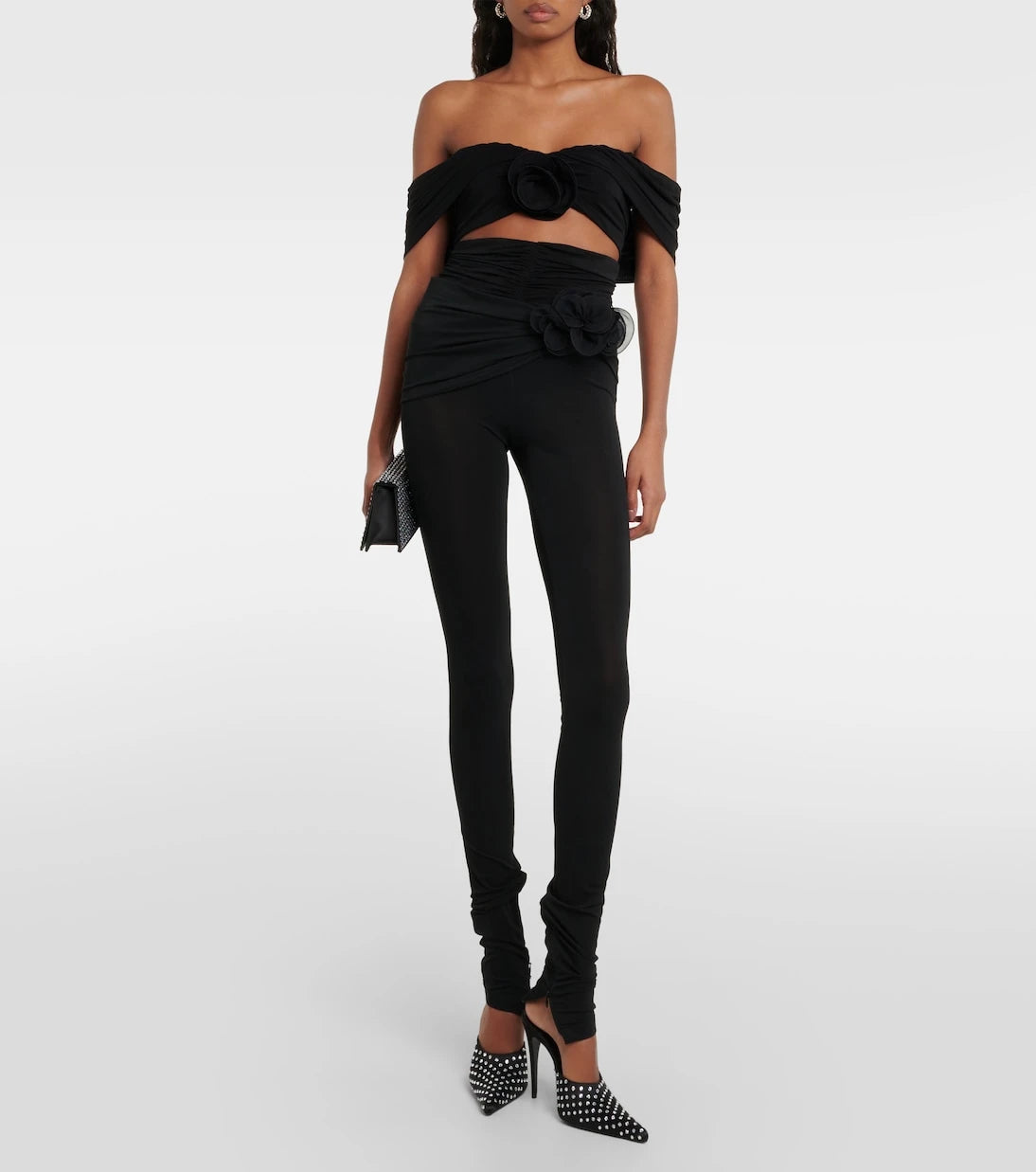 Magda Butrym - Floral-appliqué jersey leggings